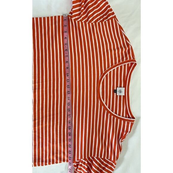 Cabi Slouchy Oversized Orange White Stripe Short Sleeve Boxy Top Women’s Size M - Picture 7 of 10